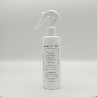 linen and room spray No. 404 Juniper and Cherry bottle white background centered
