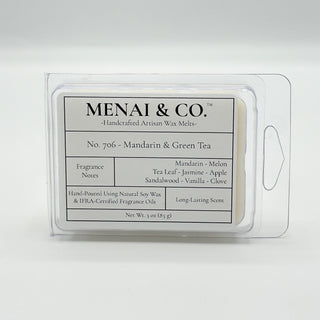 wax melts No. 706 Mandarin and Green Tea clamshell white background centered