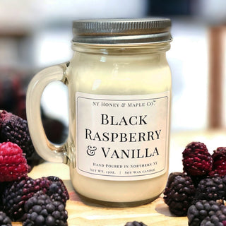 Black Raspberry & Vanilla Hand-Poured Large Soy Candle in Mason Jar