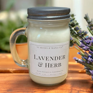 Lavender & Herb Hand-Poured Large Soy Candle in Mason Jar