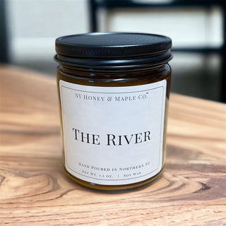 The River Hand-Poured Soy Candle in Amber Jar