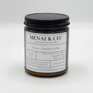 soy candle No. 405 Cranberry and Pine amber jar white background centered