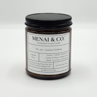 soy candle No. 701 Lemon Verbena amber jar white background centered