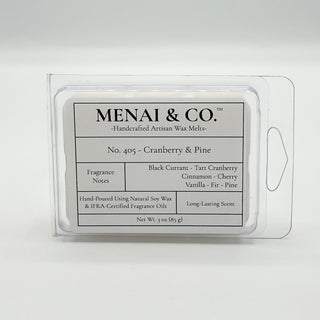 wax melts No. 405 Cranberry and Pine clamshell white background centered