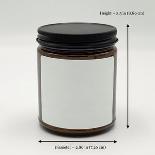 soy candle amber jar height and diameter measurement diagram white background
