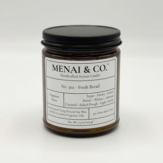 soy candle No. 302 Fresh Bread amber jar white background centered