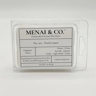 wax melts No. 201 Fresh Linen clamshell white background centered