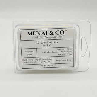 wax melts No. 202 Lavender and Herb clamshell white background centered