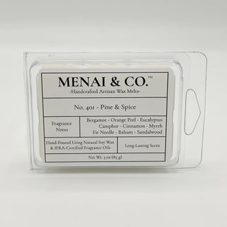 wax melts No. 401 Pine and Spice clamshell white background centered